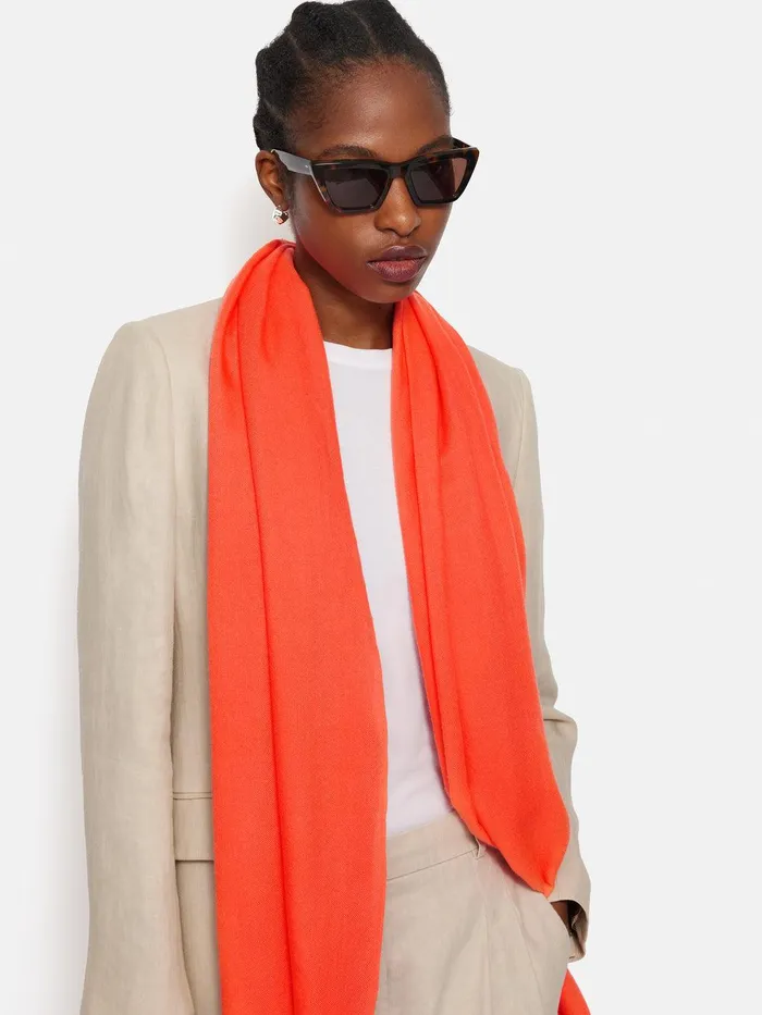 Women Wool Silk Pashmina Orange Jigsaw Knitwear and Cashmere