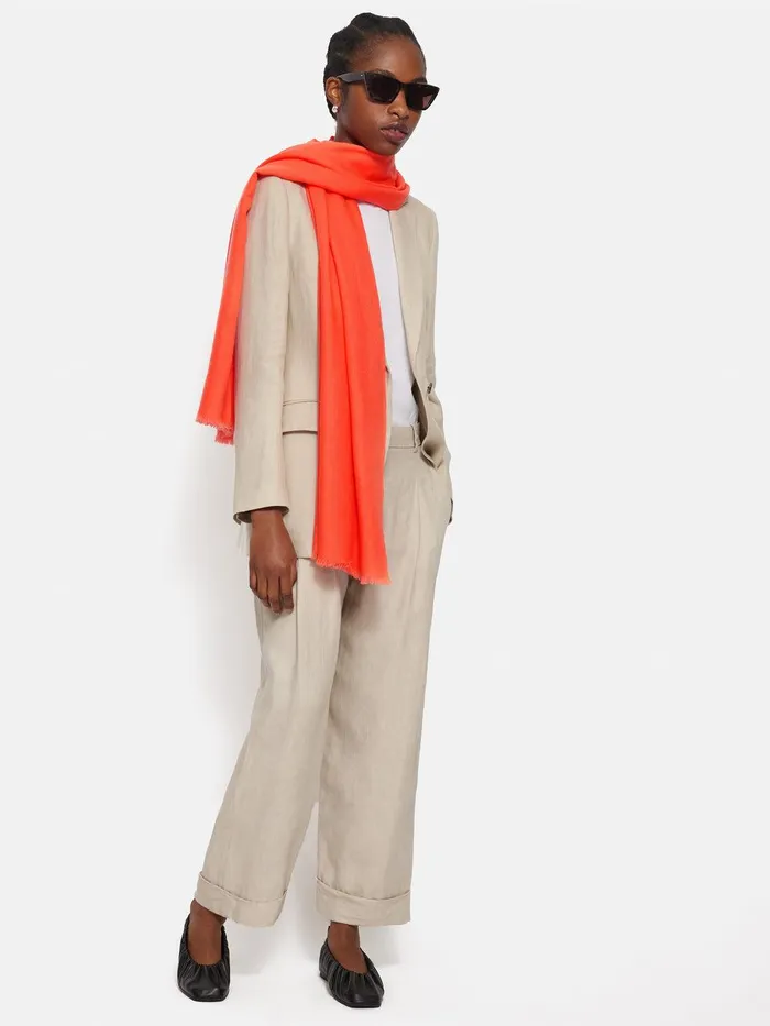 Women Wool Silk Pashmina Orange Jigsaw Knitwear and Cashmere