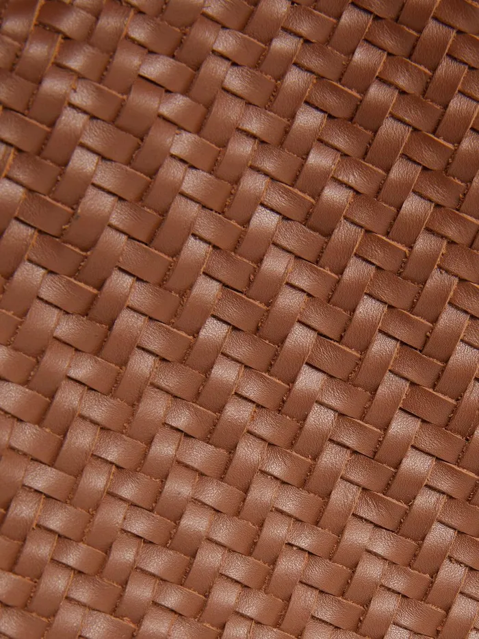 Women Woven Leather Pouch Tan Jigsaw Wallets and Card Holders