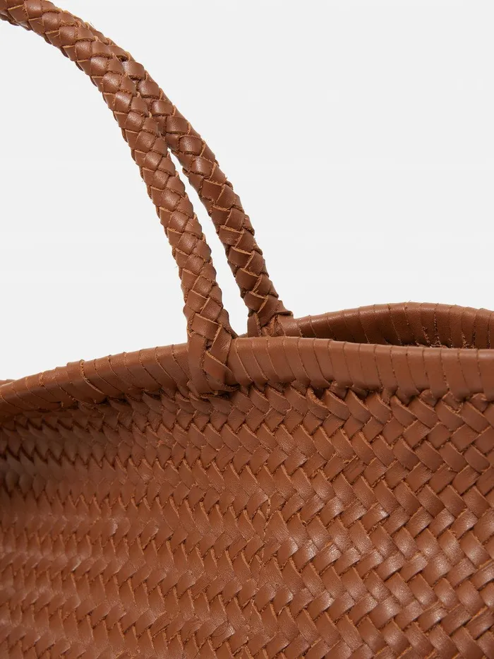 Women Woven Leather Tote Bag Tan Jigsaw Bags