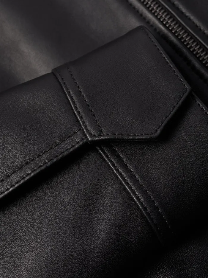 Women Zip Front Leather Biker Jacket Black Jigsaw Leather